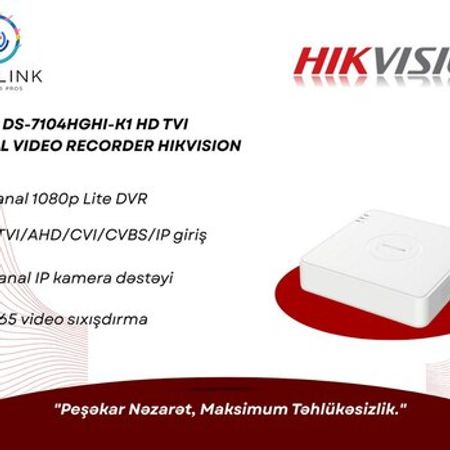 Hikvision DS-7104HGHI-K1 HD TVI DIGITAL VIDEO RECORDER – Təhlükəsizlik avadanlığı – ucuztap.az