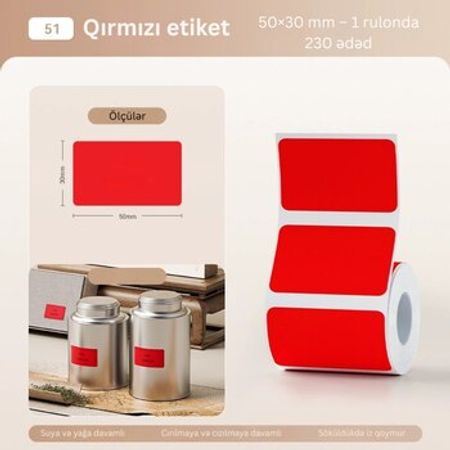 Niimbot printer rəngli etiket kağızları