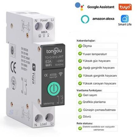 Ağıllı avtomat açar Tongou WiFi – Təhlükəsizlik avadanlığı – ucuztap.az