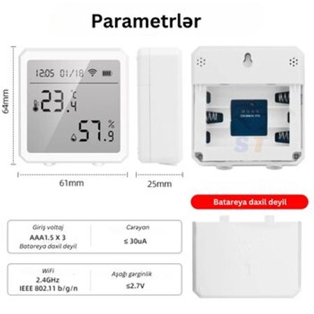 Ağıllı WiFi temperatur və nəmişlik sensoru