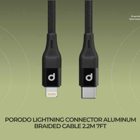 Porodo Lightning Connector Aluminum Braided Cable 2.2m 7FT