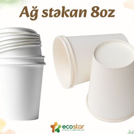 Stəkan 8 Oz ağ (tək qat)