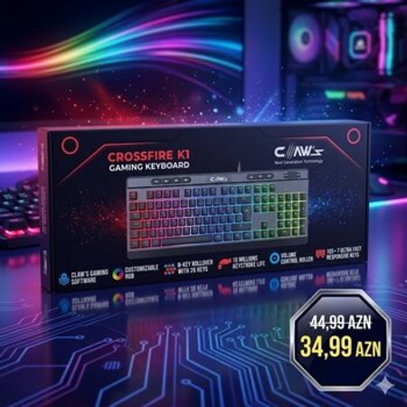 Claw’s Crossfire K1 RGB Gaming Klaviatura – Kompüter aksesuarları – ucuztap.az