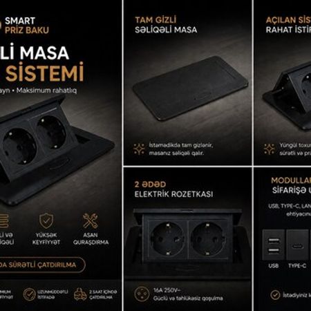 Masa Üçün Gizli Priz – USB, Type-C – Ofis avadanlığı və istehlak – ucuztap.az