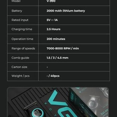 Professional təraş aparatı VGR 990 2000MAH 8000RPM Ceramic Blades – Bakı – ucuztap.az