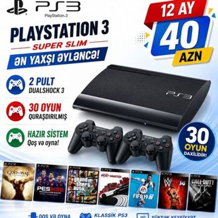 Sony PlayStation 3 Super Slim 500GB – Oyunlar, pultlar və proqramlar – ucuztap.az