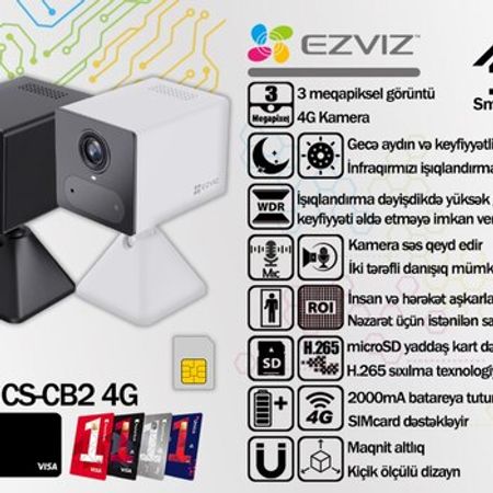 Ezviz CB2 batareyalı ağıllı 4G kamera – Təhlükəsizlik avadanlığı – ucuztap.az