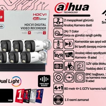 Dahua İki tərəfli danışıq analoq səkkizlik kamera dəsti – Təhlükəsizlik avadanlığı – ucuztap.az