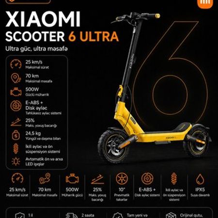 Elektrikli skuter Xiaomi Scooter 6 Ultra – Bakı – ucuztap.az