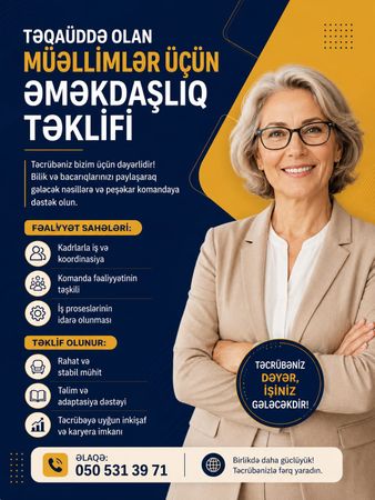 Təqaüddə Olan Müəllimlər üçün İş İmkanı – Bakı – ucuztap.az