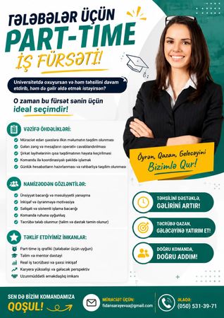 Tələbələr üçün Part-Time İş Fürsəti – Bakı – ucuztap.az