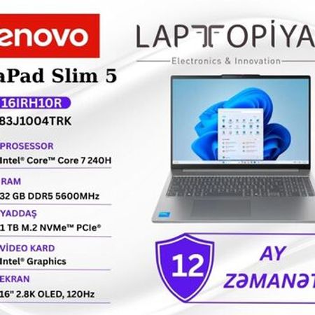 Lenovo IdeaPad Slim 5 16IRH10R 83J1004TRK – Noutbuklar və Netbuklar – ucuztap.az