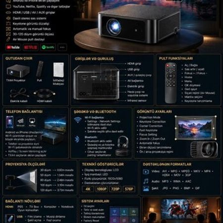 Tx 44 portable HD smart proyektor – Audio və video – ucuztap.az