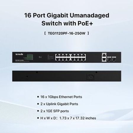 Tenda TEG1120P-16-250W 16 Port Gigabit PoE Switch – Bakı – ucuztap.az