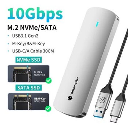 Yottamaster M.2 NVME SATA SSD Enclosure Adapter, USB 3.2 10 Gbps to NVME PCI-E SATA M-Key/(B+M) Key – Masa… – ucuztap.az
