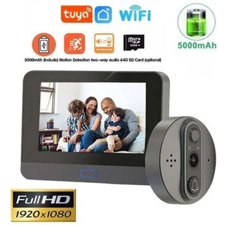 TUYA 2.4G WiFi Smart Peephole 5000mAh Door Eye Camera – Təhlükəsizlik avadanlığı – ucuztap.az