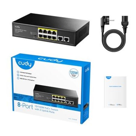CUDY FS1010P 8-Port 10/100M PoE+ Switch with 2 Uplink Ports 120W – Bakı – ucuztap.az