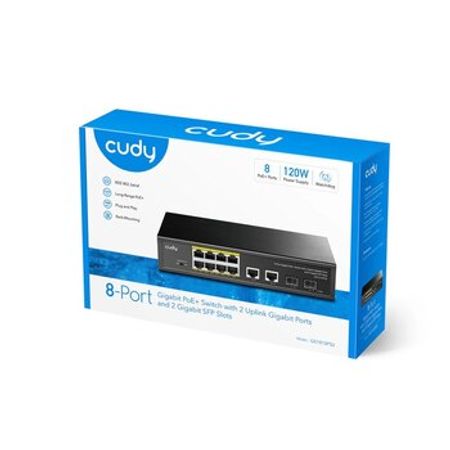 CUDY GS1010P 8-Port Gigabit PoE+ Switch with 2 gigabit Uplink Ports 120W – Bakı – ucuztap.az