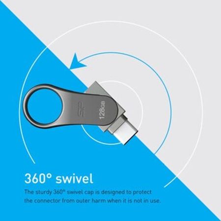 Silicon Power 128GB Mobile C80 USB 3.2 Gen 1 Dual Flash Drive (Titanium) – Bakı – ucuztap.az