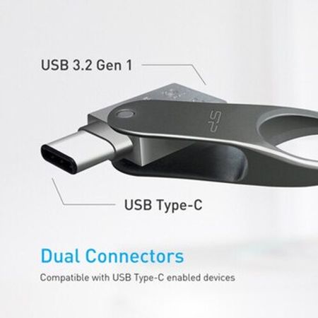 Silicon Power 128GB Mobile C80 USB 3.2 Gen 1 Dual Flash Drive (Titanium) – Bakı – ucuztap.az