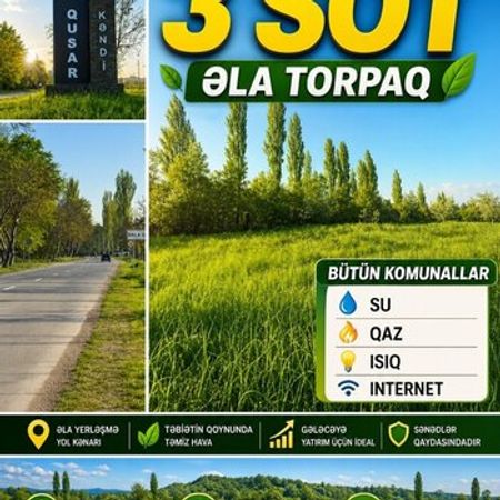 3 Sot torpaq sahəsi, Qusar r. – Qusar – ucuztap.az