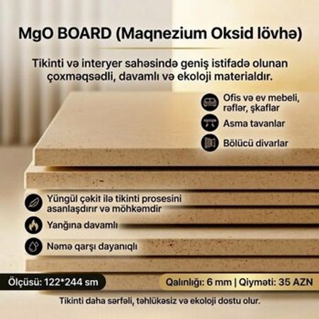 MgO Board (Maqnezium Oksid lövhə) – Bakı – ucuztap.az