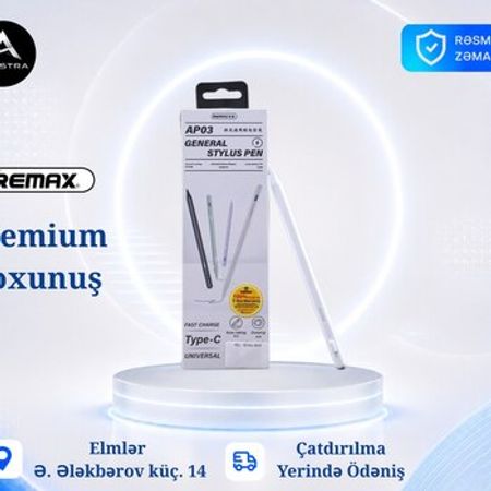 Remax Fast Charging Stylus Pen AP03 Black | Universal Stylus Pen – Bakı – ucuztap.az