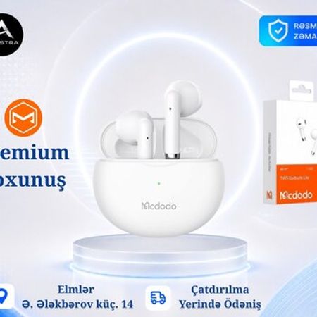 MCDODO HP-8030 TWS Bluetooth 5.0 Wireless Earbuds White Lite | simsiz qulaqlıq – Bakı – ucuztap.az