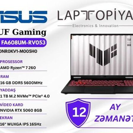 ASUS TUF Gaming F16 FX608JMR-RV037 90NR0NB1-M002S0 – Noutbuklar və Netbuklar – ucuztap.az