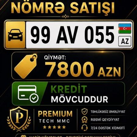 Avtomobil qeydiyyat nişanı - 99-AV-055 – Qeydiyyat nişanları – ucuztap.az