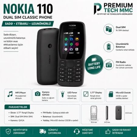 Nokia 110 Black – Telefonlar – ucuztap.az