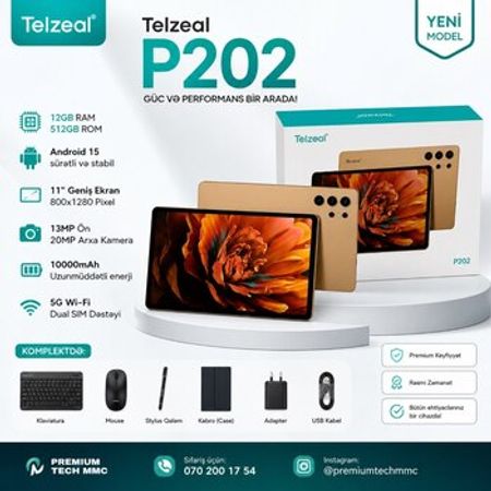 Telzeal P202 12/512GB planşeti – Planşet və elektron kitablar – ucuztap.az