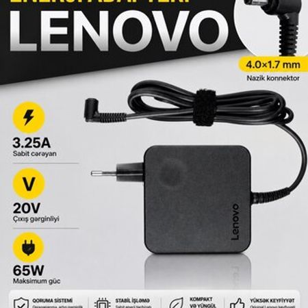 Lenovo noutbuk adapteri 65W (4.0×1.7 mm nazik konnektor, ADLX65CLG2A) – Kompüter aksesuarları – ucuztap.az