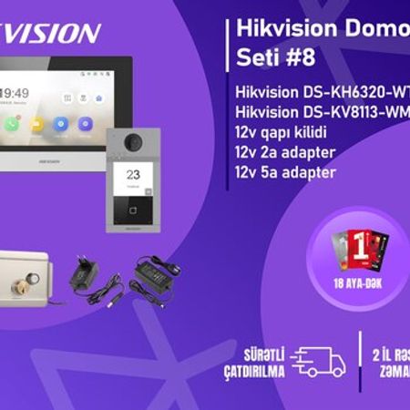 Hikvision DS-KH6320-WTE1 + DS-KV8113-WME1 — Metal IP Domofon dəsti – Təhlükəsizlik avadanlığı – ucuztap.az