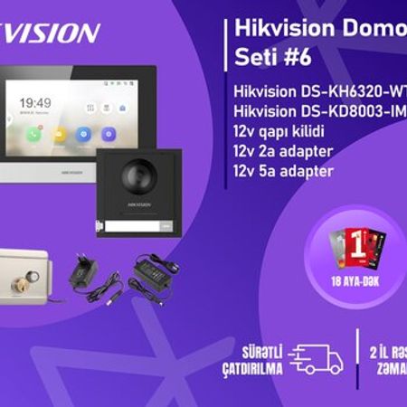 Hikvision DS-KH6320-WTE1 + DS-KD8003-IME1 — IP Domofon Seti – Təhlükəsizlik avadanlığı – ucuztap.az