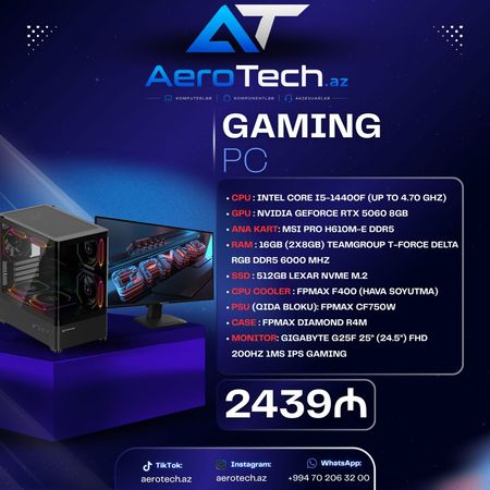 Gaming Pc Rtx 5060 + 32 Ram Ddr5 + 200 Hz 1 Ms Gaming Monitor – Bakı – ucuztap.az