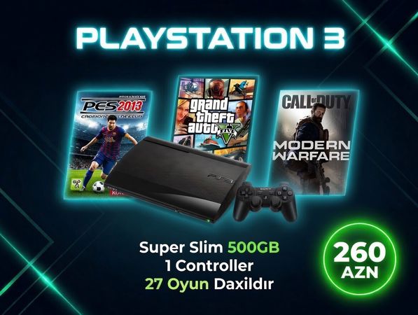 “PS3 Super Slim 500GB + 27 Oyun” – Sumqayıt – ucuztap.az