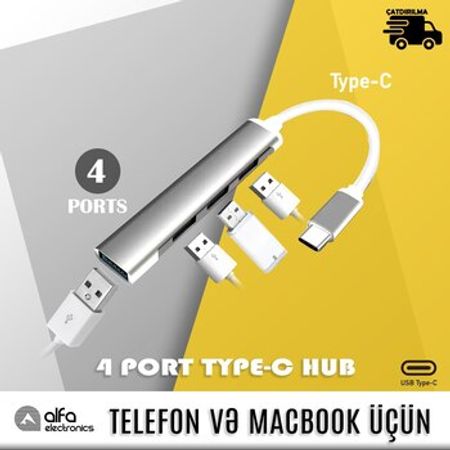 4 Port TYPE-C hub – Kompüter aksesuarları – ucuztap.az
