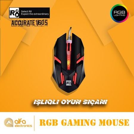 İşıqlı oyun siçanı R8 Accurate 1602L – Kompüter aksesuarları – ucuztap.az