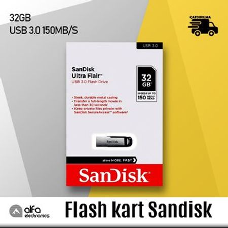 Flaş kart SanDisk 32GB USB 3.0 Ultra Flair – Kompüter aksesuarları – ucuztap.az