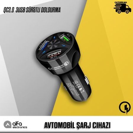 QC3.0 sürətli doldurma avtomobil şarj cihazı – Ehtiyat hissələri – ucuztap.az