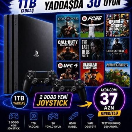 Sony PlayStation 4 Pro 1TB – Oyunlar, pultlar və proqramlar – ucuztap.az