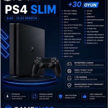 Sony PlayStation 4 Slim + 30 oyun – Oyunlar, pultlar və proqramlar – ucuztap.az