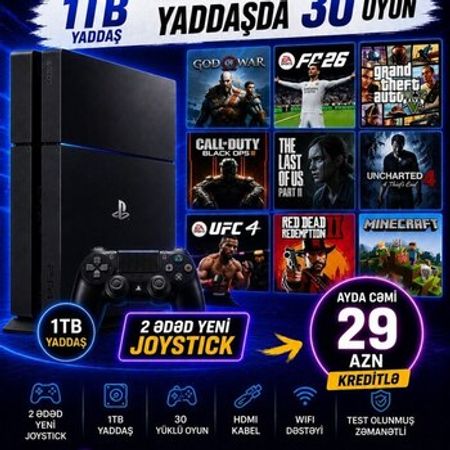 Sony PlayStation 4 1TB – Oyunlar, pultlar və proqramlar – ucuztap.az