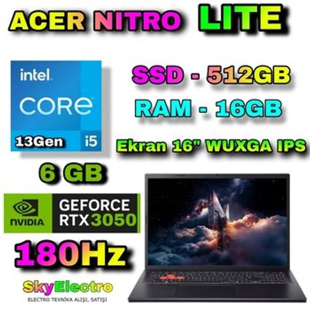 Acer NITRO LITE NL 16 RTX 3050 6 GB Gaming – Noutbuklar və Netbuklar – ucuztap.az