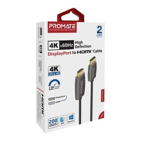 Promate ProLink-DP200 DisplayPort to HDMI 4K@60Hz Cable 2M – Kompüter aksesuarları – ucuztap.az