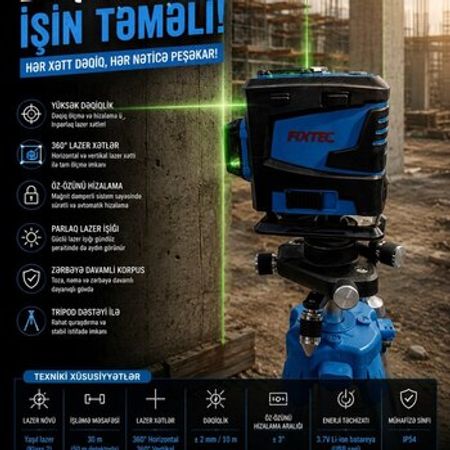 FIXTEC 360° lazer səviyyə ölçən – Təmir və tikinti – ucuztap.az