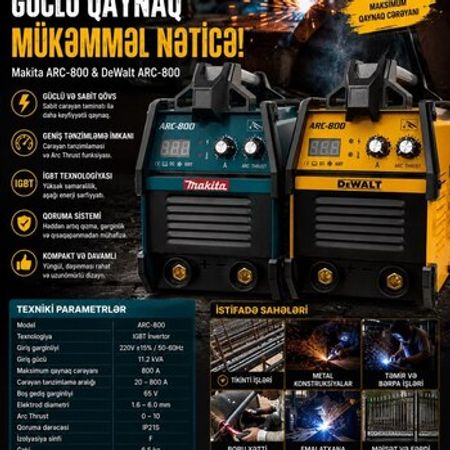 Qaynaq aparatı Makita ARC-800 & DeWALT ARC-800 – Təmir və tikinti – ucuztap.az