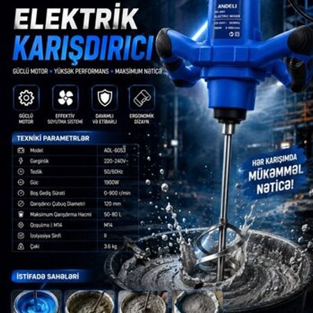 Elektrik qarışdırıcı ANDELI ADL-6053 – Təmir və tikinti – ucuztap.az