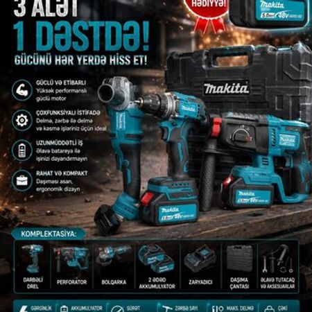 Makita 3-lü akkumulyatorlu alət dəsti – Bakı – ucuztap.az
